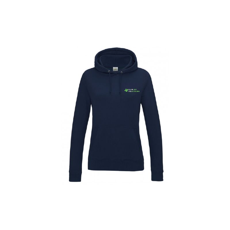 Sweat Capuche Zippé Femme New French Navy Broderie coeur et Dos -  