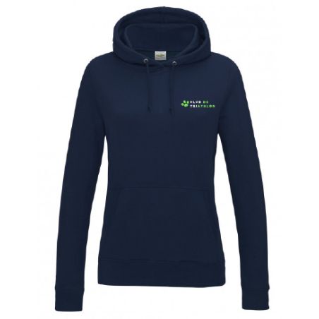 Sweat Capuche Zippé Femme New French Navy Broderie coeur et Dos -  
