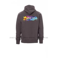 Sweat Zippé Capuche Flocage Coeur et Dos