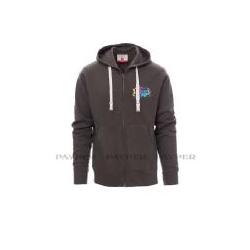 Sweat Zippé Capuche Flocage Coeur et Dos