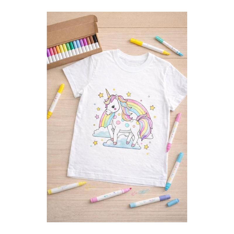 T-shirt enfant à colorier Licorne – Créatif & lavable | AVP Collections