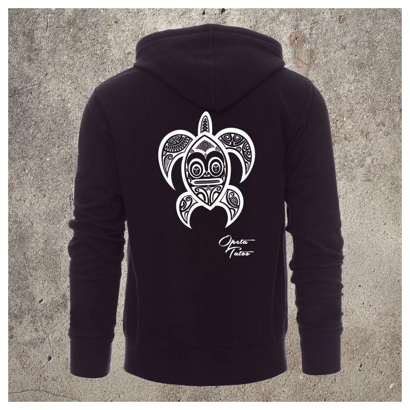 Veste Zippée Noir Dos TORTUE 1 - Veste Zippée Noir Dos TORTUE 1 -