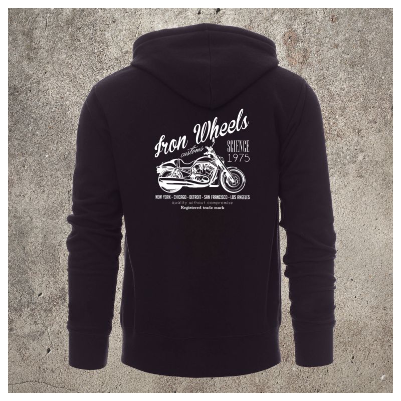 Veste Zippée Noir Iron Wheels - Veste Zippée Noir Iron Wheels -