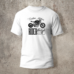Tshirt Blanc Devant Biker Rider - AVP Collections
