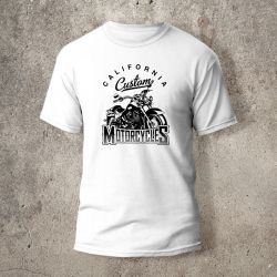 Tshirt Blanc Devant  Biker California Bike -  