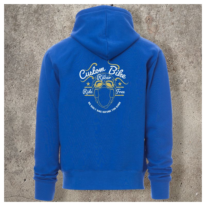 Sweat Shirt Bleu Roi Custom Bike - Sweat Shirt Bleu Roi Custom Bike -
