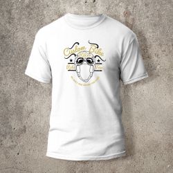 Tshirt Blanc Devant Biker Casque 2 Blanc et jaune - AVP Collections