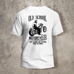 Tshirt Blanc Dos Biker Old School Bike - AVP Collections