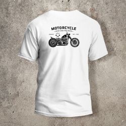 Tshirt Blanc Dos Biker Motorcycle -  