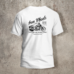 Tshirt Blanc Dos Biker Iron Wheels - AVP Collections