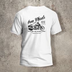 Tshirt Blanc Dos Biker Iron Wheels -  