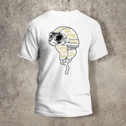 Tshirt Blanc Dos Biker Casque Blanc et jaune - AVP Collections