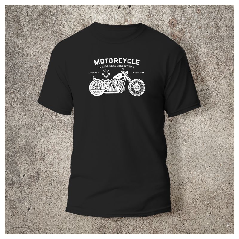 Tshirt Noir Devant Biker Motorcycle -  
