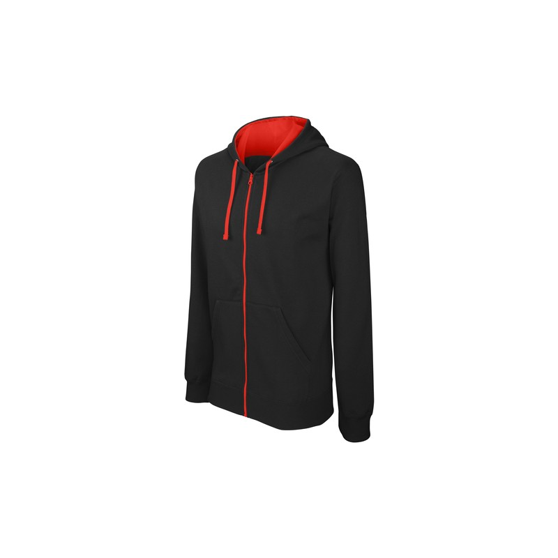 Veste Zippée à capuche KARIBAN K466 noir/rouge - AVP Collections