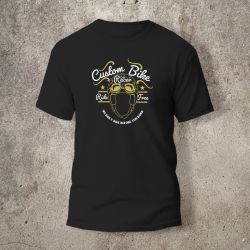 Tshirt Noir Devant Biker Casque 2 Blanc et jaune - AVP Collections