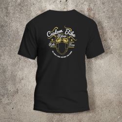 Tshirt Noir Dos Biker Casque 2 Blanc et jaune -  